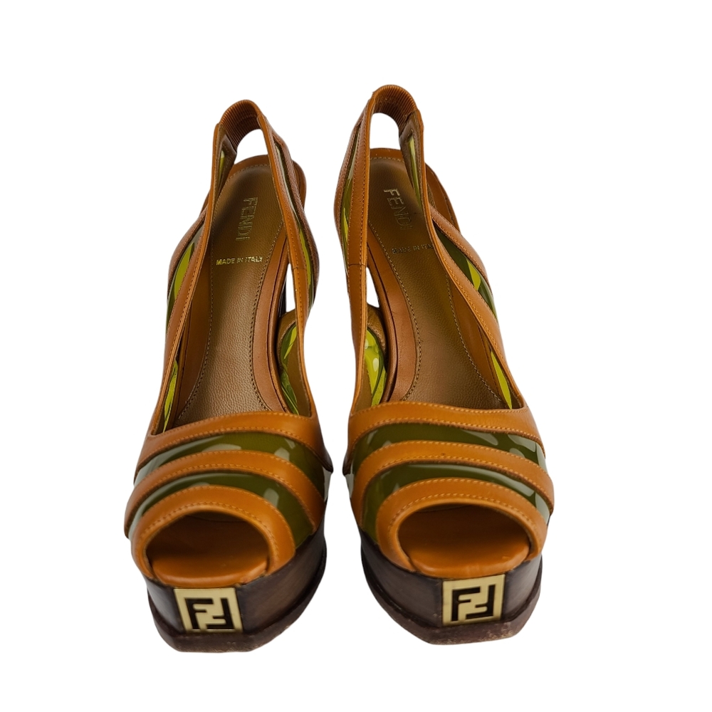Fendi Leather/Transparent Slingback Pumps